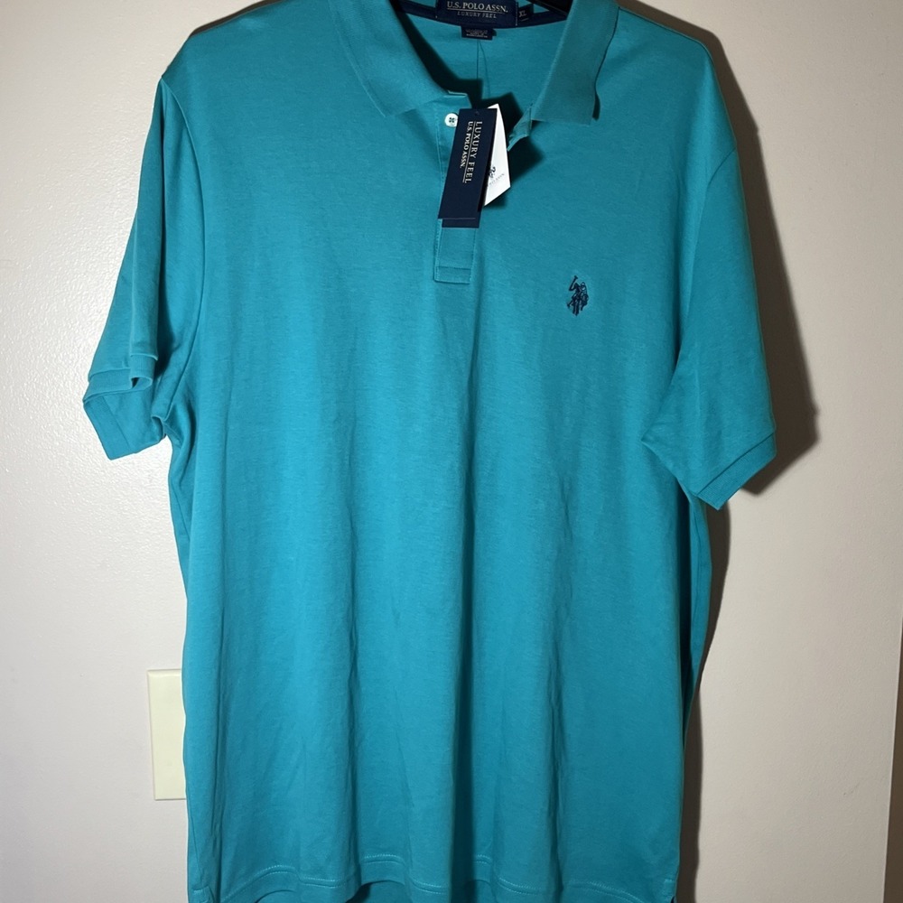 NWT Men's US Polo Assn SOLID TEAL POLO SHIRT‎ Size XL